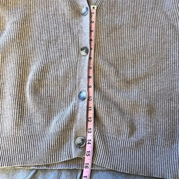 Merokeety Women's Beige Ribbed Button-Up Cardigan Sweater Size L - Picture 7 of 10